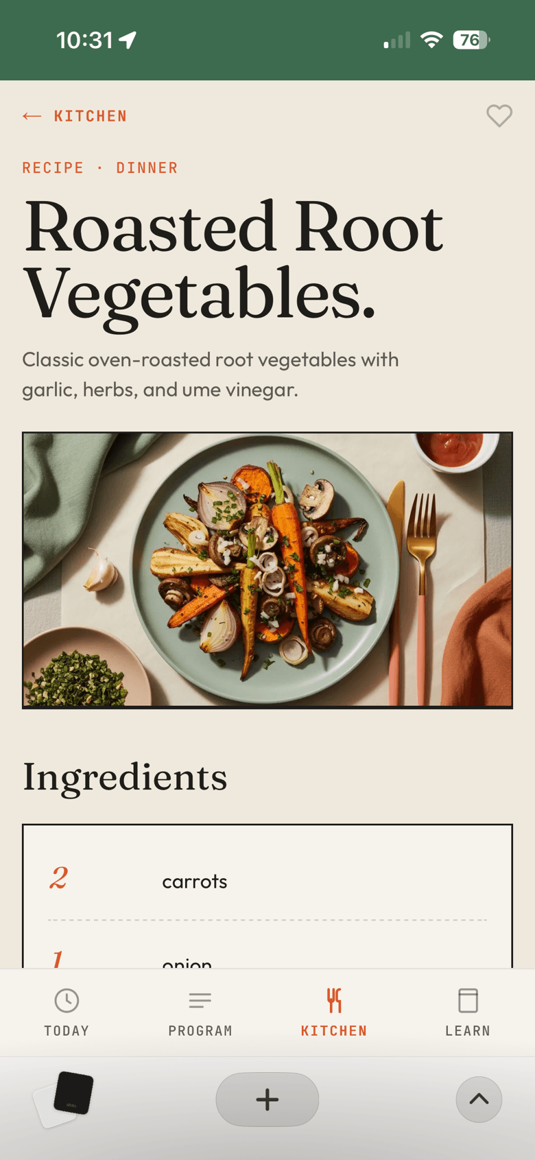 App screen: a recipe card